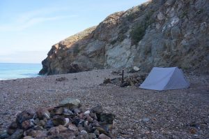 Beach campsite for nights 1 & 2 - we were in a private cove and weren't visible to any other campers, which was AWESOME but also VERY WIND-TUNNEL-ISH